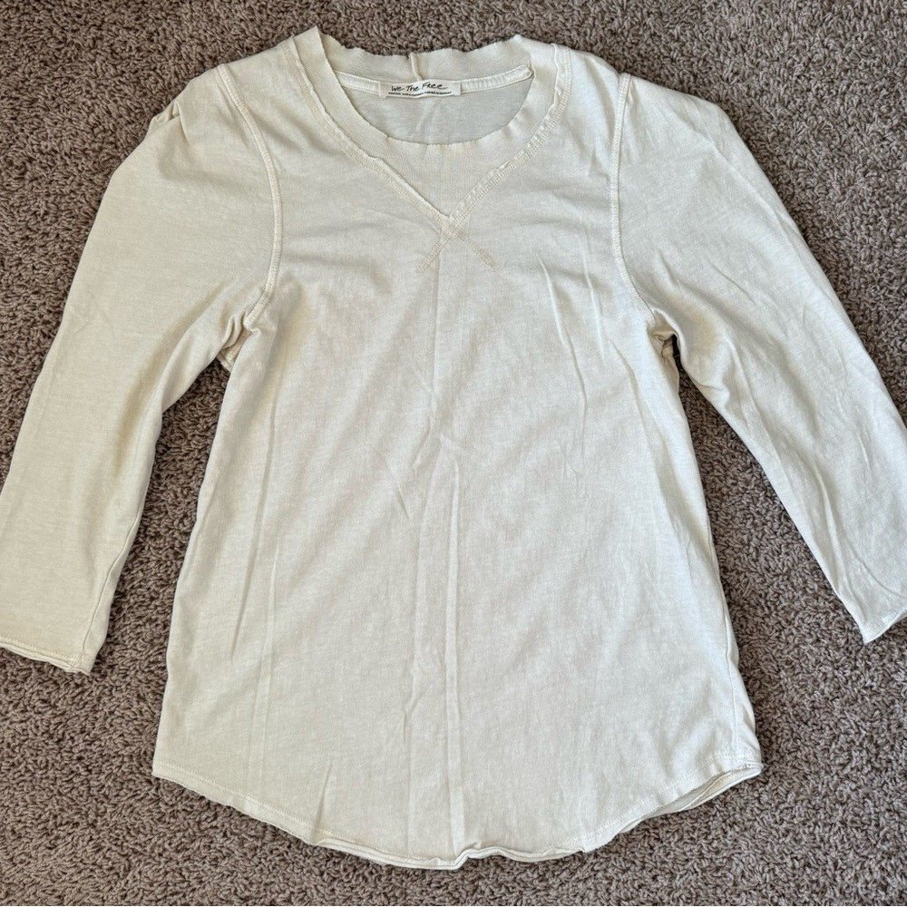 Free People We The Free cream 3/4 sleeve tee - sz M